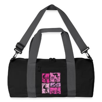 Cascades de BMX à vélo dans un style rétro pour femmes et filles - Sac de sport recyclé - noir/gris graphite - Devant