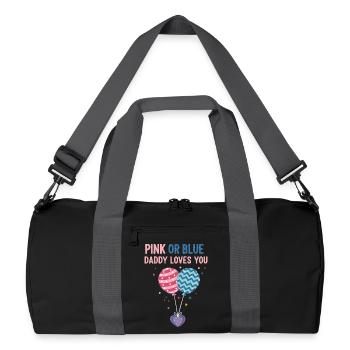 Révélation du genre : rose ou bleu Papa t’aime, bébé - Sac de sport recyclé - noir/gris graphite - Devant