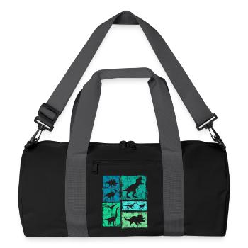 Vintage Dinosaur Types Graphic - Cute Dinos - Recycled Duffel Bag - black/graphite grey - Front