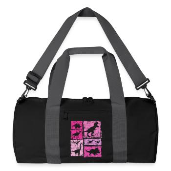 Vintage Dinosaur Dino Graphic - Cute Dinos - Recycled Duffel Bag - black/graphite grey - Front