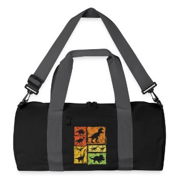 Vintage Dinosaur Graphic - Recycled Duffel Bag - black/graphite grey - Front