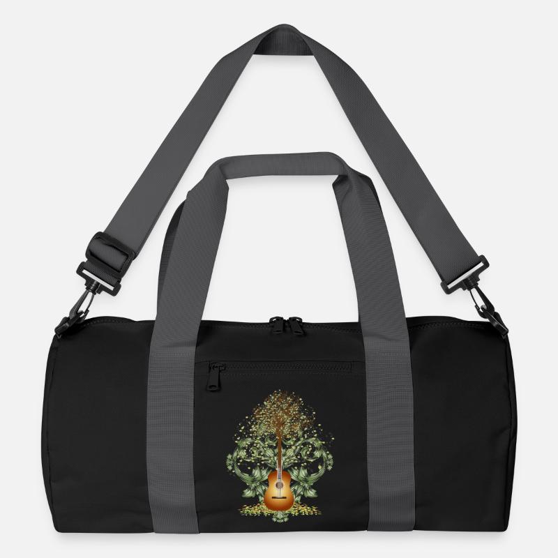 fascinating surreal guitar motif with tree Recycled Duffel Bag
