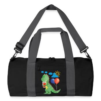 Small dino with refreshment and balloons - Recycled Duffel Bag - black/graphite grey - Front