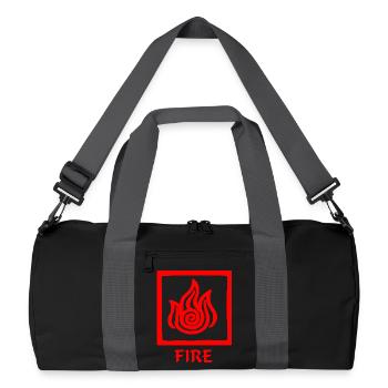 Symbole du feu rouge en carré avec le texte 'FIRE' - Sac de sport recyclé - noir/gris graphite - Devant