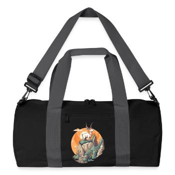 Gardening friend goat on mountain top - Recycled Duffel Bag - black/graphite grey - Front
