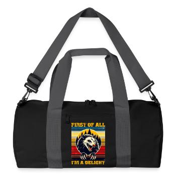 Zunächst einmal bin ich eine Freude, Retro-Opossum - Recycelte Duffel Bag - Schwarz/Graphitgrau - Vorne