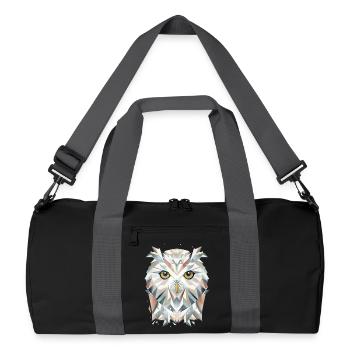 Majestätische Schneeeule - Geometrische Eleganz - Recycelte Duffel Bag - Schwarz/Graphitgrau - Vorne