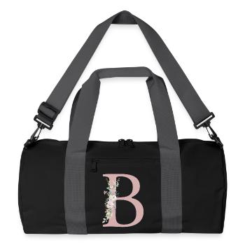 B Monogramme, Floral, Personnalisable - Sac de sport recyclé - noir/gris graphite - Devant
