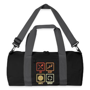 Essen Schlafen Darts Wiederholen - Recycelte Duffel Bag - Schwarz/Graphitgrau - Vorne