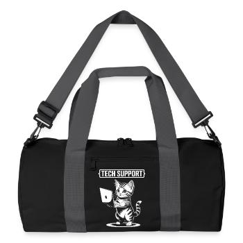 Support technique amusant, chat mignon, informatique ironique - Sac de sport recyclé - noir/gris graphite - Devant