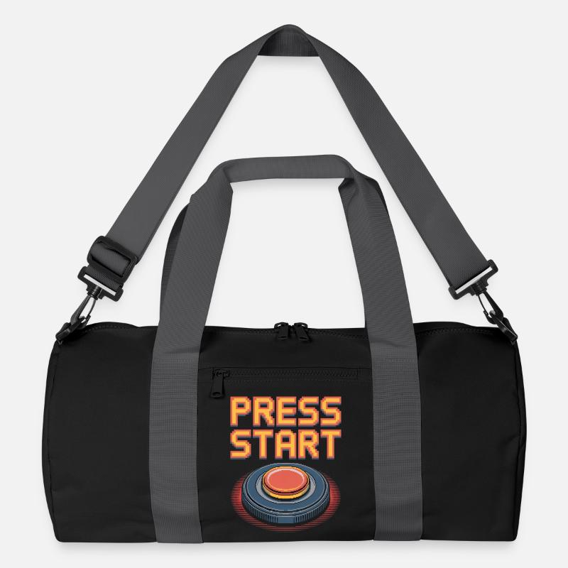 Press Start Retro Gaming Pixel Arcade Button Recycelte Duffel Bag