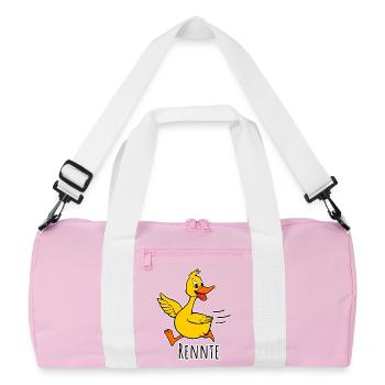 Un joyeux petit canard qui court - une course ! - Sac de sport recyclé - rose/blanc - Devant
