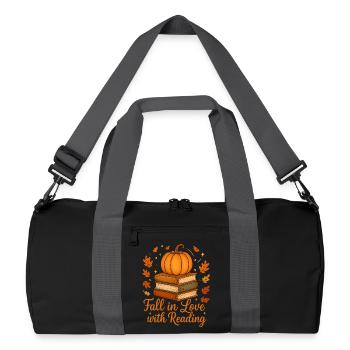 Books and Pumpkin - Fall in Love with Reading - Recycled Duffel Bag - black/graphite grey - Front
