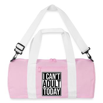 I Can't Adult Today Lustig Erwachsen Spruch Logo - Recycelte Duffel Bag - Rosa/Weiß - Vorne