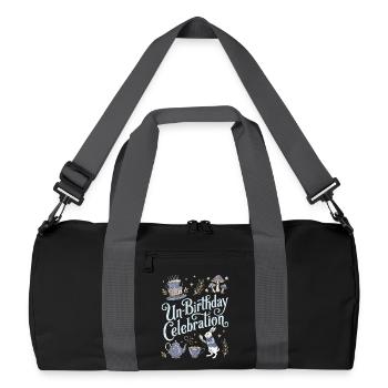 "Ungeburtstag" Teeparty Wunderland Geburtstag - Recycelte Duffel Bag - Schwarz/Graphitgrau - Vorne