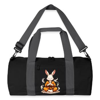 Zen Hase Karate Meditation Fun Design - Recycelte Duffel Bag - Schwarz/Graphitgrau - Vorne