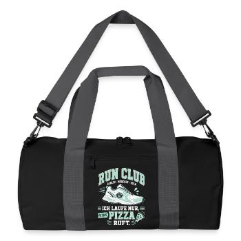 Run Club — Ich laufe nur für Pizza - Recycelte Duffel Bag - Schwarz/Graphitgrau - Vorne