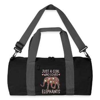 Einfach ein Mädchen, das Elefanten liebt, niedliche Tierwelt - Recycelte Duffel Bag - Schwarz/Graphitgrau - Vorne