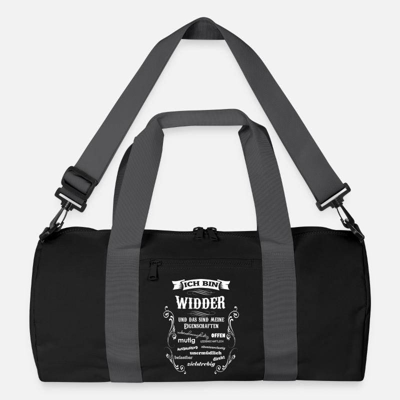 WIDDER - STERNZEICHEN - Recycelte Duffel Bag - Schwarz/Graphitgrau