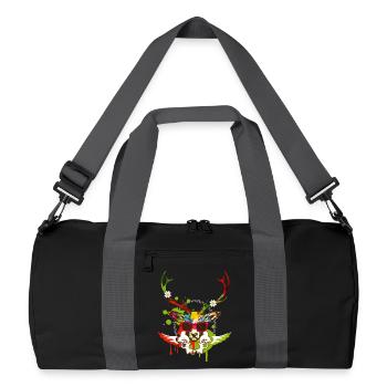 A stag's head with red sunglasses - Recycled Duffel Bag - black/graphite grey - Front