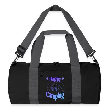 Happy Camping - conception graphique joyeuse et cool - Sac de sport recyclé - noir/gris graphite - Devant
