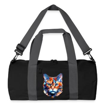 Cat, Polygon, Cats, Tomcat, Domestic Cat, Shorthair - Recycled Duffel Bag - black/graphite grey - Front