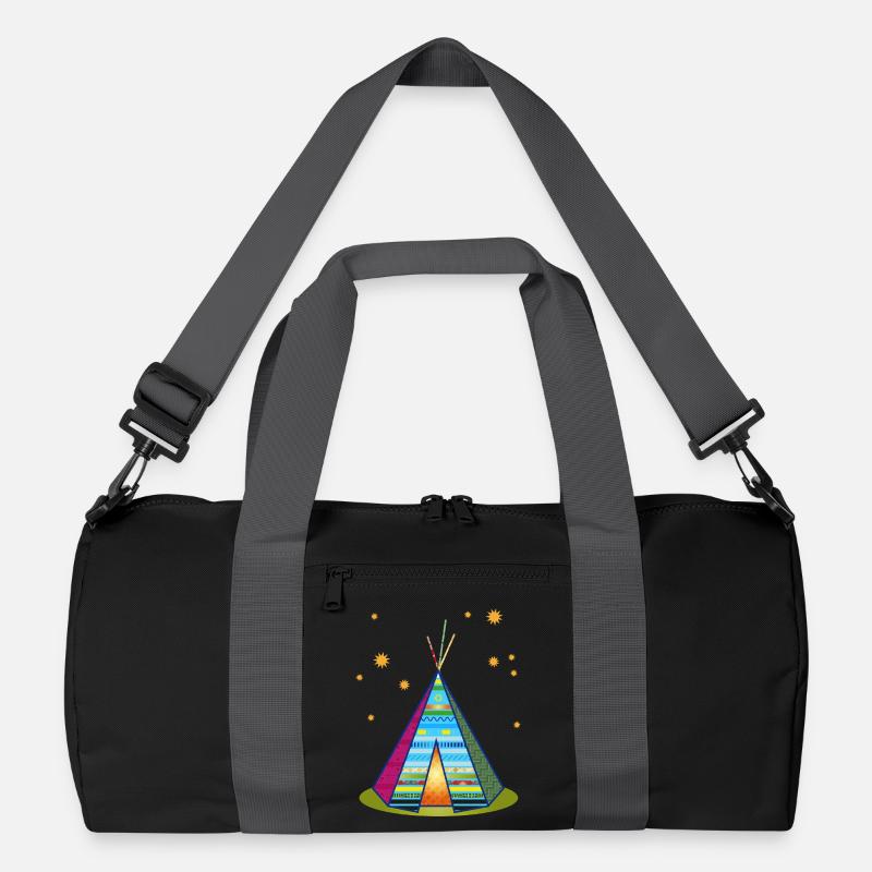 Colorful teepee tent – imaginative pattern Recycled Duffel Bag