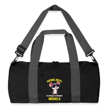 No time, I have to go to my girls' mouse sayings - Recycled Duffel Bag - black/graphite grey - Front