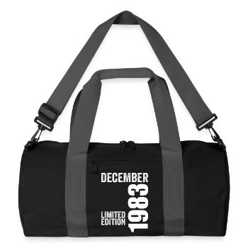 Retro Geburtstagsgeschenk - Dezember 1983 - Recycelte Duffel Bag - Schwarz/Graphitgrau - Vorne