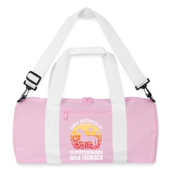 Kolibris und Pferde Reiten Reiten Reiter - Recycelte Duffel Bag - Rosa/Weiß - Vorne