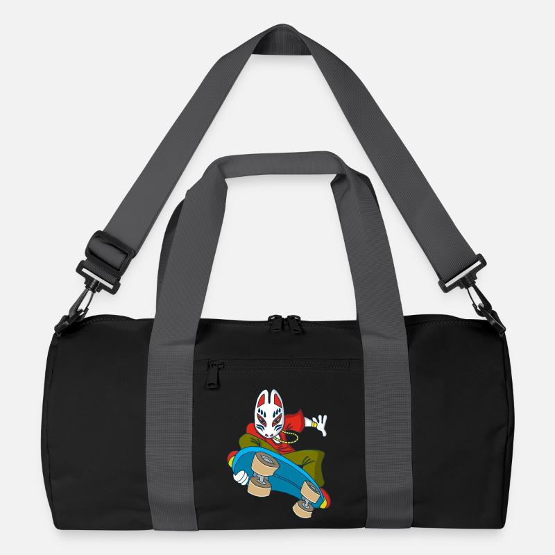 Japanese Fox on a Skateboard Recycled Duffel Bag
