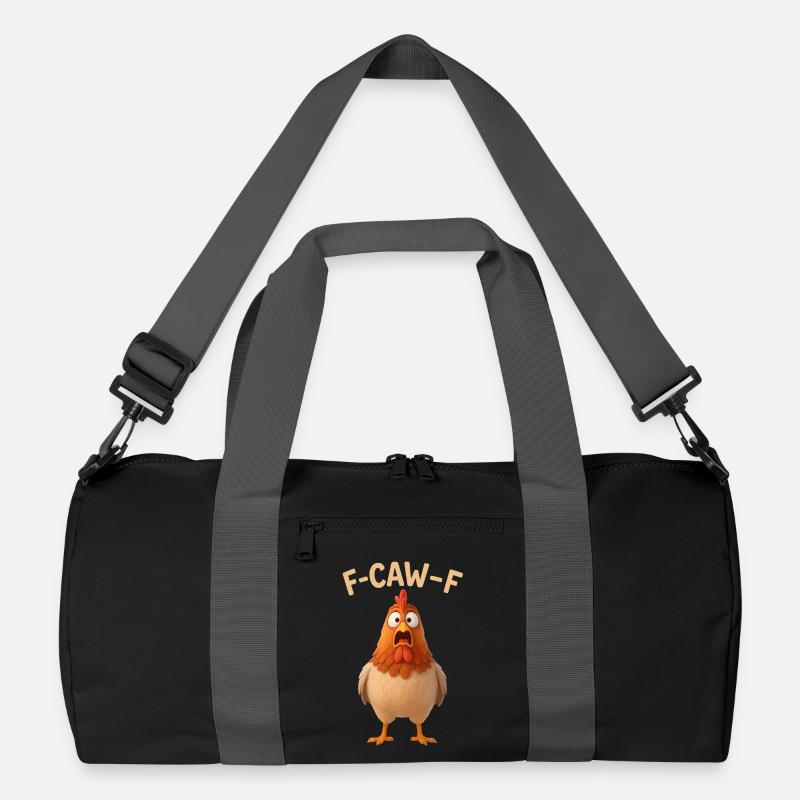 F-CAW-F Chicken - Funny Word Game - Chicken Meme - Recycled Duffel Bag - black/graphite grey