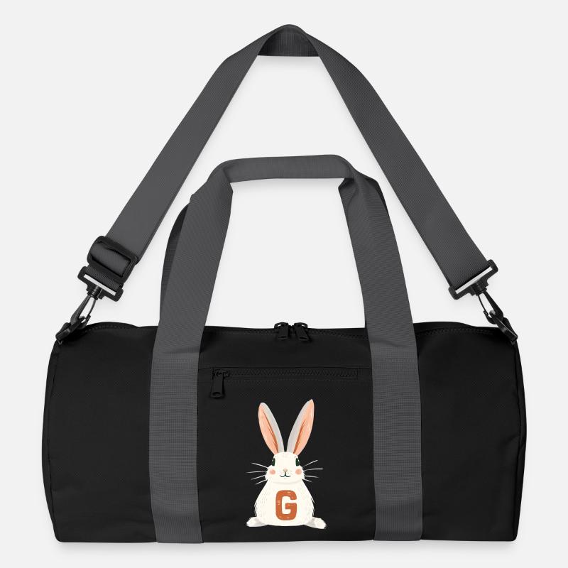 G -Buchstabe - Hase - Personalisierbar - Recycelte Duffel Bag - Schwarz/Graphitgrau
