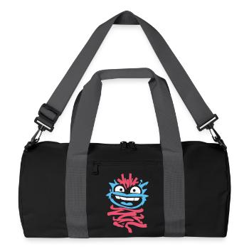 Kleine Monster: Punk-Affe mit Zwinkern - Recycelte Duffel Bag - Schwarz/Graphitgrau - Vorne