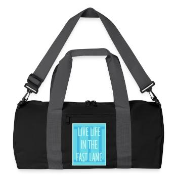 Life In The Fast Lane Schwimmer Lustig Pool Spruch - Recycelte Duffel Bag - Schwarz/Graphitgrau - Vorne