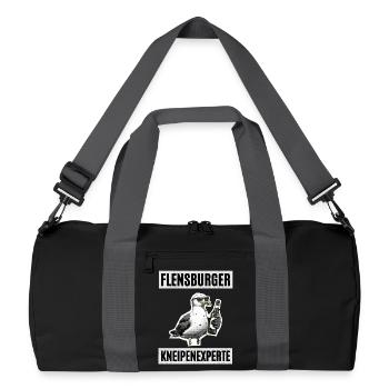 Flensburger Kneipen Experte - Recycelte Duffel Bag - Schwarz/Graphitgrau - Vorne