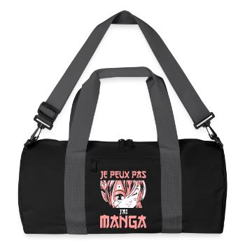 Je peux pas j’ai manga humour fan manga girly - Sac de sport recyclé - noir/gris graphite - Devant