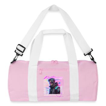 Neon Cyberpunk Fahrradfahrer - Recycelte Duffel Bag - Rosa/Weiß - Vorne