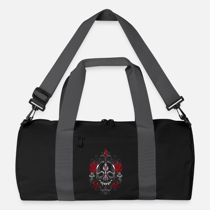 Skull with Red Roses Gothic Ästhetik Recycelte Duffel Bag