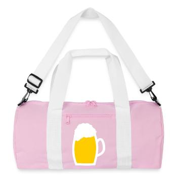 Bière, verre à bière, cadeau de la fête des pères Papa - Sac de sport recyclé - rose/blanc - Devant