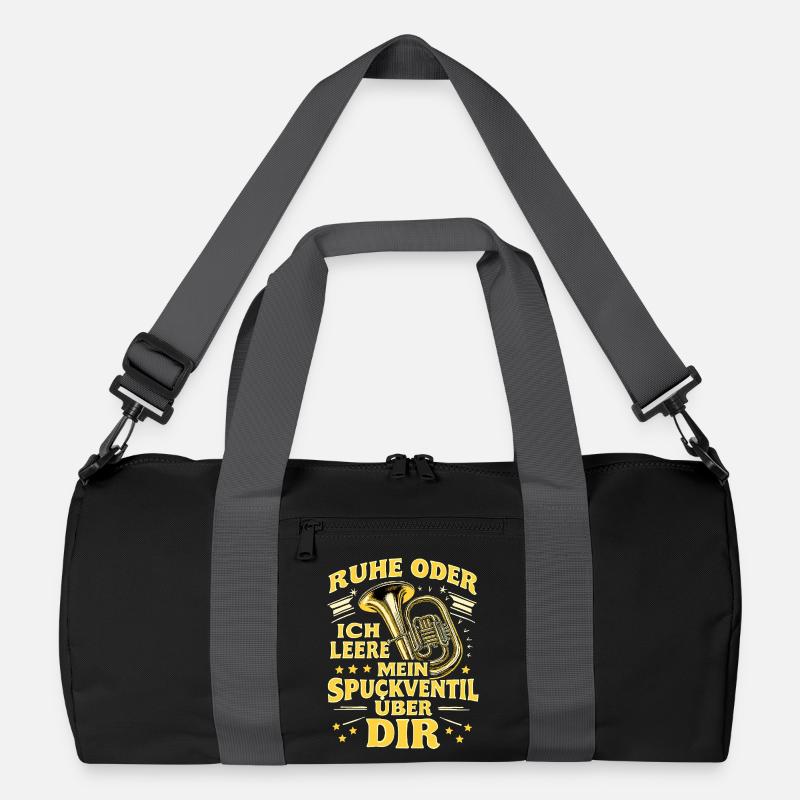 Tuba - Ruhe oder ich leere Spuckventil - Tubist - Recycelte Duffel Bag - Schwarz/Graphitgrau