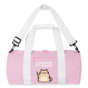 6-7 Internet Meme 6 7 Snack Katze - Recycelte Duffel Bag - Rosa/Weiß - Vorne