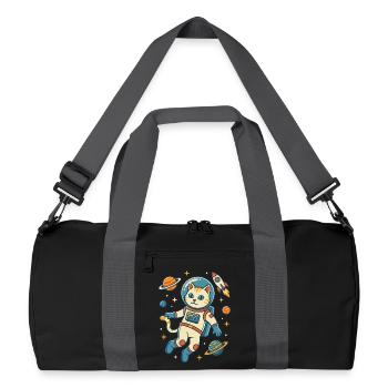 Chat astronaute dans l’espace - Sac de sport recyclé - noir/gris graphite - Devant