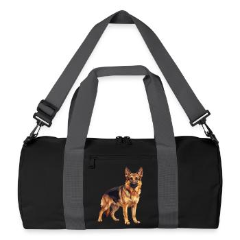 Geometrische Deutscher Schäferhund Low Poly Hundekunst - Recycelte Duffel Bag - Schwarz/Graphitgrau - Vorne