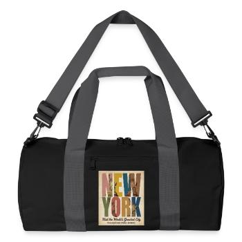 New York Vintage – Freiheitsstatue - Recycelte Duffel Bag - Schwarz/Graphitgrau - Vorne