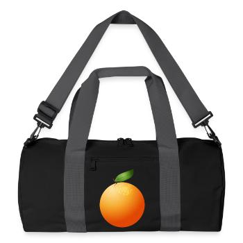 big juicy orange with leaf - Recycled Duffel Bag - black/graphite grey - Front