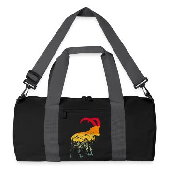 Steinbock, Wandern, Berge - Recycelte Duffel Bag - Schwarz/Graphitgrau - Vorne