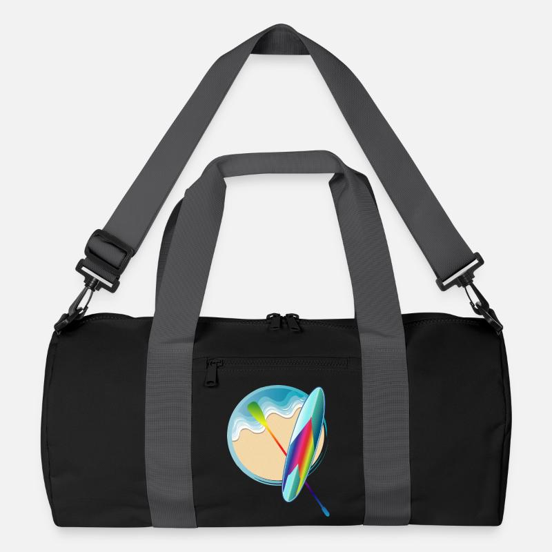 Stand up paddling board lying on the beach Recycled Duffel Bag