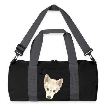 süßes Hündchen, Hundebaby Gesicht wasserpixel - Recycelte Duffel Bag - Schwarz/Graphitgrau - Vorne