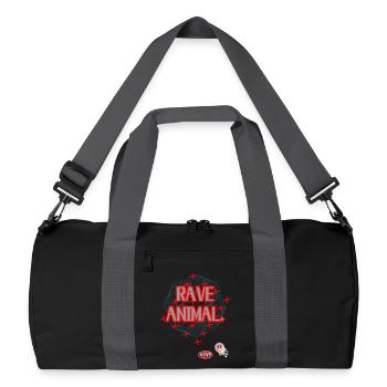 RAVE ANIMAL – Techno Streetwear Design - Sac de sport recyclé - noir/gris graphite - Devant